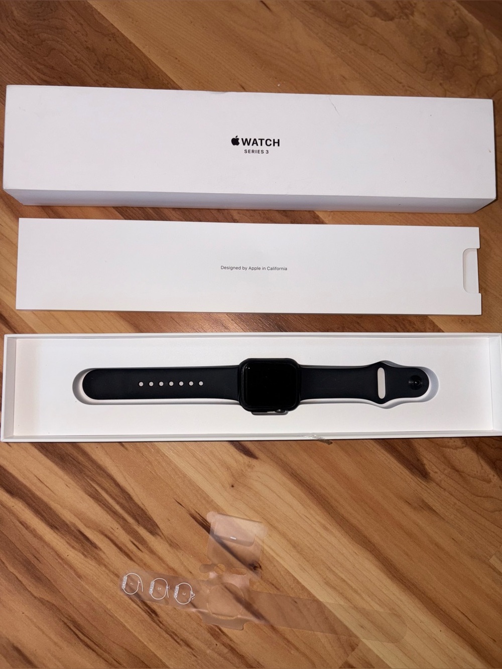 Apple Watch Series 3 38mm Space Gray Aluminum Case with Black Sport Band Black
